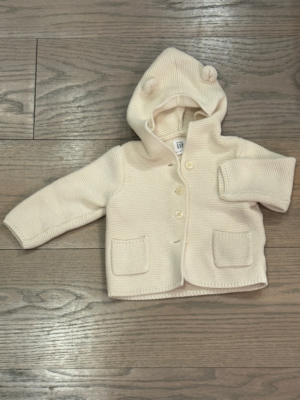 GAP Cream Baby Hooded Knit Cardigan
